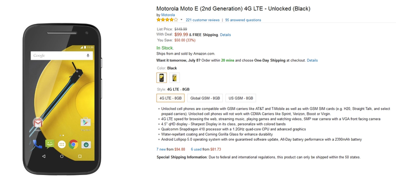 Illustration for article titled Friendly Notice: Moto E (2nd Gen.) on sale!
